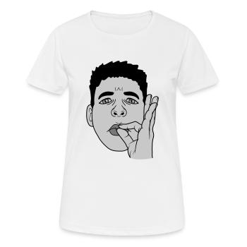 Bouche baiser main geste visage - T-shirt respirant Femme - blanc - Devant - AI Model Female 172 dark (172cm)