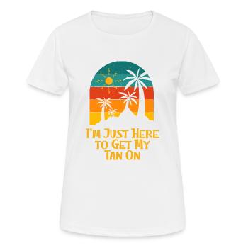 Ici pour obtenir mon bronzage sur les bains de soleil Beach Tanning - T-shirt respirant Femme - blanc - Devant - AI Model Female 172 dark (172cm)