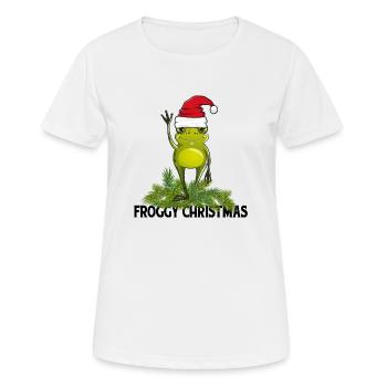 Frosch "froggy christmas" Weihnachts-Frosch x-mas - Frauen T-Shirt atmungsaktiv - Weiß - Vorne - AI Model Female 172 dark (172cm)