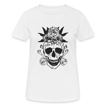 Blumiger Totenkopf - Frauen T-Shirt atmungsaktiv - Weiß - Vorne - AI Model Female 172 dark (172cm)