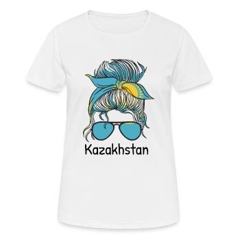 Kazakhstan Flag Kazakhstan Flag Kazakhstan - Women's Breathable T-Shirt - white - Front - AI Model Female 172 dark (172cm)