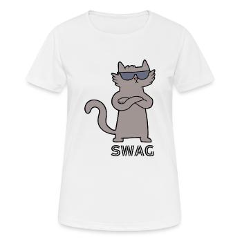 Swag Cat - T-shirt respirant Femme - blanc - Devant - AI Model Female 172 dark (172cm)