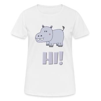 Hippopotame Salut - T-shirt respirant Femme - blanc - Devant - AI Model Female 172 dark (172cm)