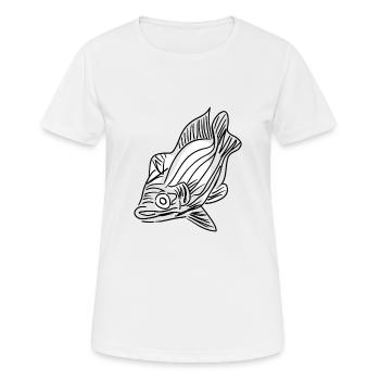 Asiatisch inspirierter Fisch mit einer Linie - Frauen T-Shirt atmungsaktiv - Weiß - Vorne - AI Model Female 172 dark (172cm)
