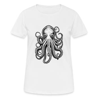 Psychedelischer Oktopus - Frauen T-Shirt atmungsaktiv - Weiß - Vorne - AI Model Female 172 dark (172cm)