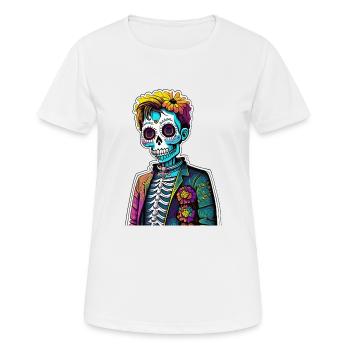 Farbiger Dia de los Muertos Kid - Frauen T-Shirt atmungsaktiv - Weiß - Vorne - AI Model Female 172 dark (172cm)