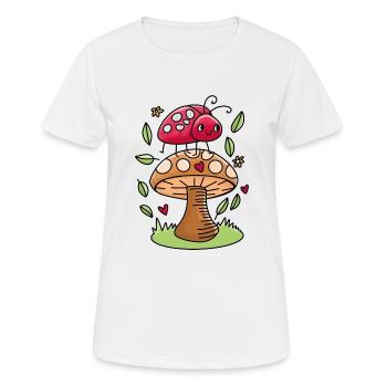 Niedlicher kleiner roter auf den Pilzen - Frauen T-Shirt atmungsaktiv - Weiß - Vorne - AI Model Female 172 dark (172cm)