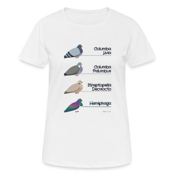 Lateinische Bezeichnung für Taube - Columba Livia - Frauen T-Shirt atmungsaktiv - Weiß - Vorne - AI Model Female 172 dark (172cm)