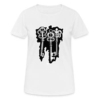 Schlüssel / Schloss / verschlossen / Sicherheit - Frauen T-Shirt atmungsaktiv - Weiß - Vorne - AI Model Female 172 dark (172cm)