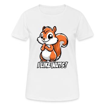 Ich mag Nüsse! - Frauen T-Shirt atmungsaktiv - Weiß - Vorne - AI Model Female 172 dark (172cm)