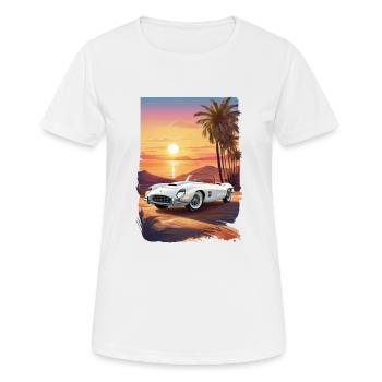 Oldtimer Sonnenuntergang - Frauen T-Shirt atmungsaktiv - Weiß - Vorne - AI Model Female 172 dark (172cm)