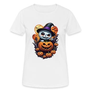 Gespenst mit Kürbis - Frauen T-Shirt atmungsaktiv - Weiß - Vorne - AI Model Female 172 dark (172cm)