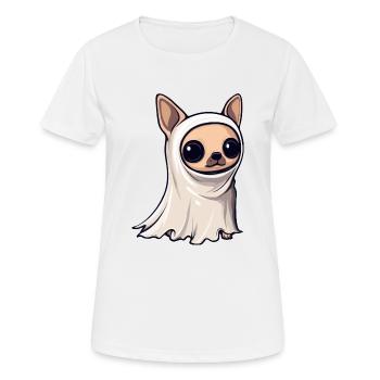 Chihuahua Hund Halloween Lustig Geist - Frauen T-Shirt atmungsaktiv - Weiß - Vorne - AI Model Female 172 dark (172cm)