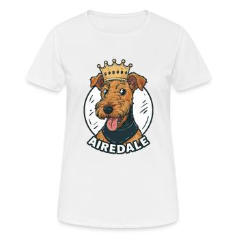 Airedale Terrier Hund mit Krone - Frauen T-Shirt atmungsaktiv - Weiß - Vorne - AI Model Female 172 dark (172cm)