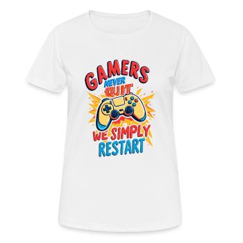 Gamers Never Quit - Women's Breathable T-Shirt - white - Front - AI Model Female 172 dark (172cm)