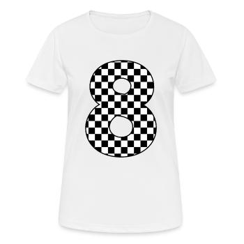 Numéro 8 à carreaux - T-shirt respirant Femme - blanc - Devant - AI Model Female 172 dark (172cm)
