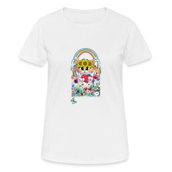 Chat Fleurs Jardin Enfants Filles - T-shirt respirant Femme - blanc - Devant - AI Model Female 172 dark (172cm)