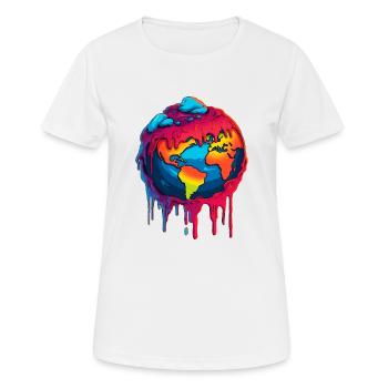 Erde im Klimawandel - Frauen T-Shirt atmungsaktiv - Weiß - Vorne - AI Model Female 172 dark (172cm)