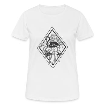 schwarz Flamingos - Frauen T-Shirt atmungsaktiv - Weiß - Vorne - AI Model Female 172 dark (172cm)