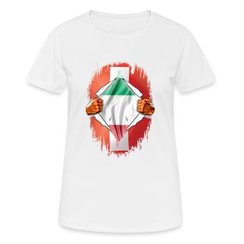 Suisse avec coeur italien - T-shirt respirant Femme - blanc - Devant - AI Model Female 172 dark (172cm)