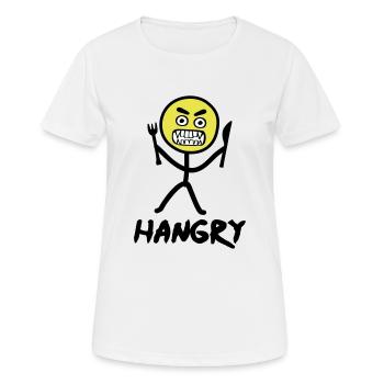 Hungriges Emoji Strichmännchen - Frauen T-Shirt atmungsaktiv - Weiß - Vorne - AI Model Female 172 dark (172cm)