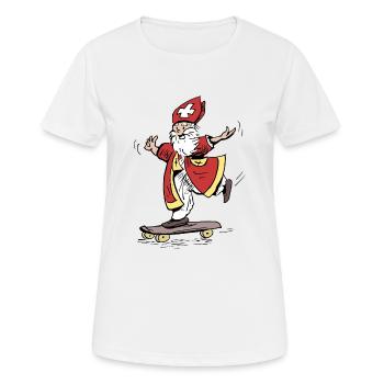 saint on skateboard coloring - Women's Breathable T-Shirt - white - Front - AI Model Female 172 dark (172cm)