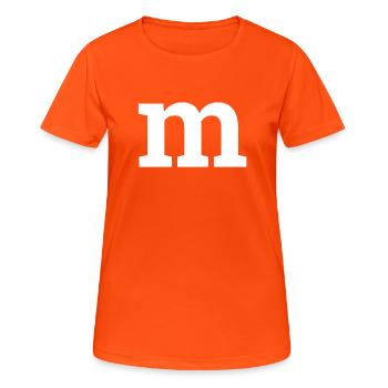 m - Frauen T-Shirt atmungsaktiv - Neonorange - Vorne - AI Model Female 172 dark (172cm)
