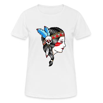 Indisches Frauengesicht - Zeichnung old school - Frauen T-Shirt atmungsaktiv - Weiß - Vorne - AI Model Female 172 dark (172cm)