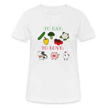 Amis pas de nourriture Animal Amour Légumes Végétalien herbie - T-shirt respirant Femme - blanc - Devant - AI Model Female 172 dark (172cm)
