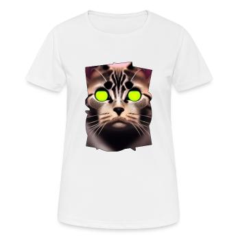 Katzengesicht - Frauen T-Shirt atmungsaktiv - Weiß - Vorne - AI Model Female 172 dark (172cm)