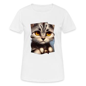 Katzengesicht - Frauen T-Shirt atmungsaktiv - Weiß - Vorne - AI Model Female 172 dark (172cm)