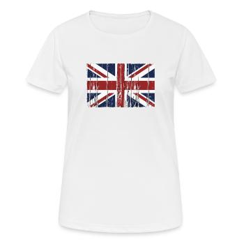 Union Jack flag - wood vintage look - Frauen T-Shirt atmungsaktiv - Weiß - Vorne - AI Model Female 172 dark (172cm)
