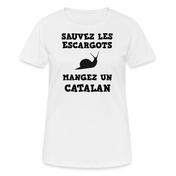 Sauvez les escargots mangez un catalan humour - T-shirt respirant Femme - blanc - Devant - AI Model Female 172 dark (172cm)