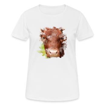 Das Pinzgauer Rind Vieh - Frauen T-Shirt atmungsaktiv - Weiß - Vorne - AI Model Female 172 dark (172cm)