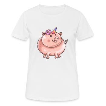 Piggy Corn Unicorn Einhorn-Shirt Unicorn - Frauen T-Shirt atmungsaktiv - Weiß - Vorne - AI Model Female 172 dark (172cm)