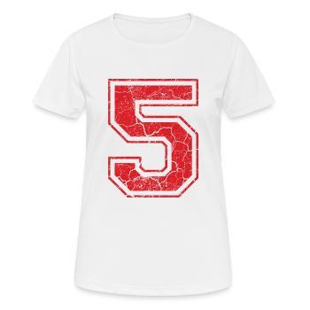 5 five fuenf red rot (de) - Frauen T-Shirt atmungsaktiv - Weiß - Vorne - AI Model Female 172 dark (172cm)