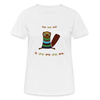 Biber - Frauen T-Shirt atmungsaktiv - Weiß - Vorne - AI Model Female 172 dark (172cm)