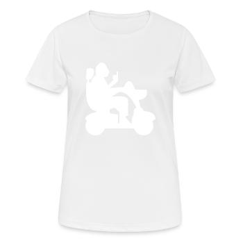 Elektrischer Rollstuhl Rollstuhlfahrer Behinderter - Frauen T-Shirt atmungsaktiv - Weiß - Vorne - AI Model Female 172 dark (172cm)