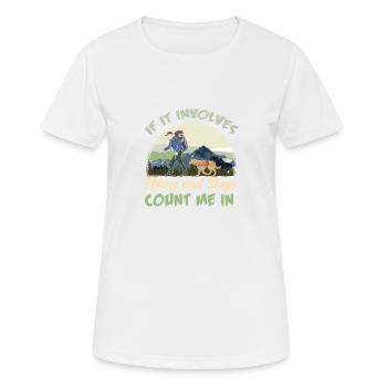 Hikers Hiking Dogs Mountain Forest Gift Backpack - Women's Breathable T-Shirt - white - Front - AI Model Female 172 dark (172cm)