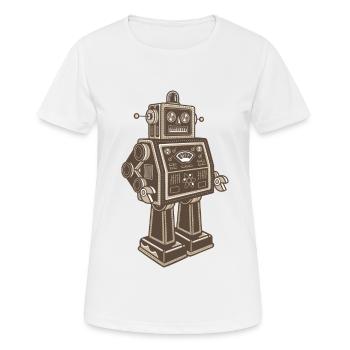 RETRO ROBOTER - Frauen T-Shirt atmungsaktiv - Weiß - Vorne - AI Model Female 172 dark (172cm)