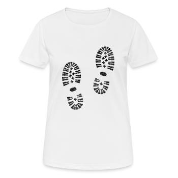 Boot prints, hiking boots, mountain hiking - Women's Breathable T-Shirt - white - Front - AI Model Female 172 dark (172cm)