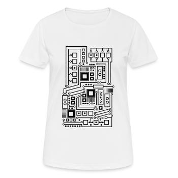 Circuit board pattern technique nerd - Women's Breathable T-Shirt - white - Front - AI Model Female 172 dark (172cm)