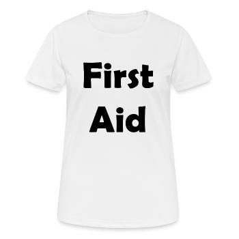 First Aid - Frauen T-Shirt atmungsaktiv - Weiß - Vorne - AI Model Female 172 dark (172cm)