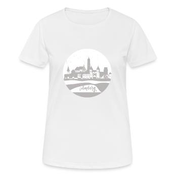 amberg,skyline,grau,kreis,scherenschnitt - Frauen T-Shirt atmungsaktiv - Weiß - Vorne - AI Model Female 172 dark (172cm)