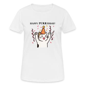 chat joyeux anniversaire sweet gift idea anniversaire - T-shirt respirant Femme - blanc - Devant - AI Model Female 172 dark (172cm)