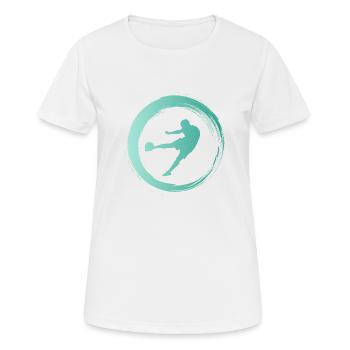 Sporty Hobby Leidenschaft Fussball - Frauen T-Shirt atmungsaktiv - Weiß - Vorne - AI Model Female 172 dark (172cm)