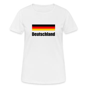 Drapeau de l'Allemagne et lettrage de l'Allemagne - T-shirt respirant Femme - blanc - Devant - AI Model Female 172 dark (172cm)