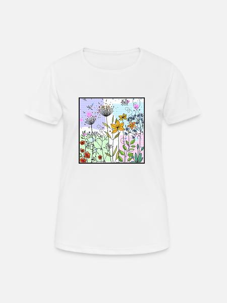 Blumen - Frauen T-Shirt atmungsaktiv - Weiß
