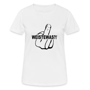 WEISTEWAS (Weist du was)?! Leck mich - Frauen T-Shirt atmungsaktiv - Weiß - Vorne - AI Model Female 172 dark (172cm)