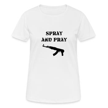 Spray and Pray AK-47 Gift Idea - Women's Breathable T-Shirt - white - Front - AI Model Female 172 dark (172cm)